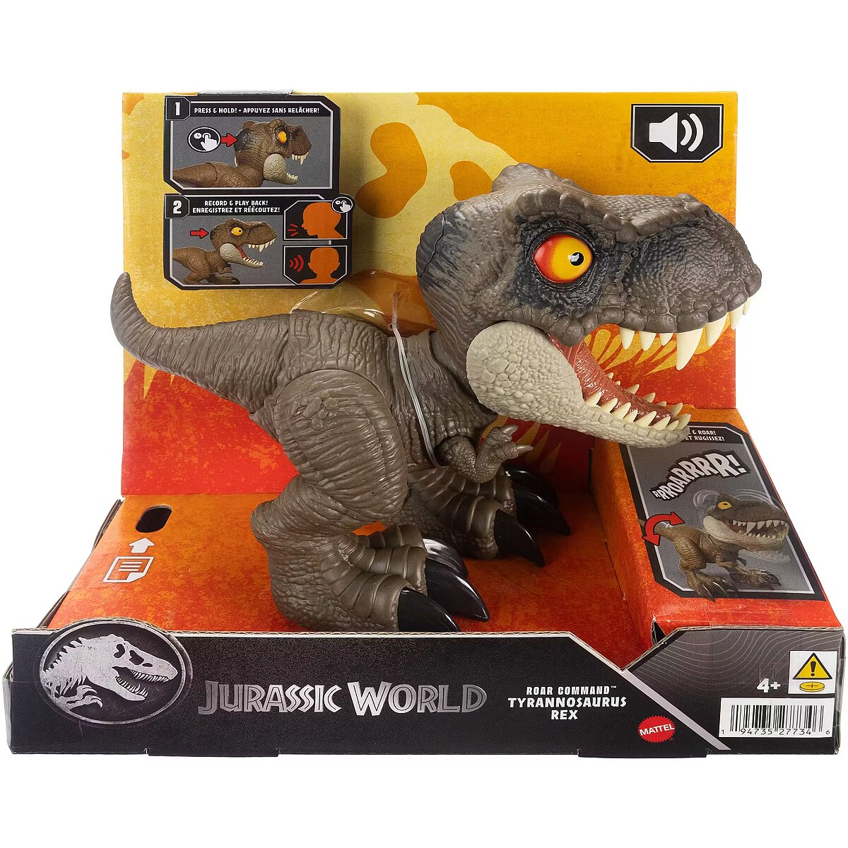 Mattel Jurassic World Roar Command Tyrannosaurus Rex, toy figure