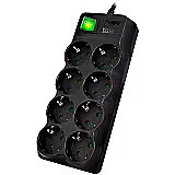 Sven Surge Protector SVEN SF-08E-16 3,0 m, 16A, 3.6kW, (8 sockets with children protection), black