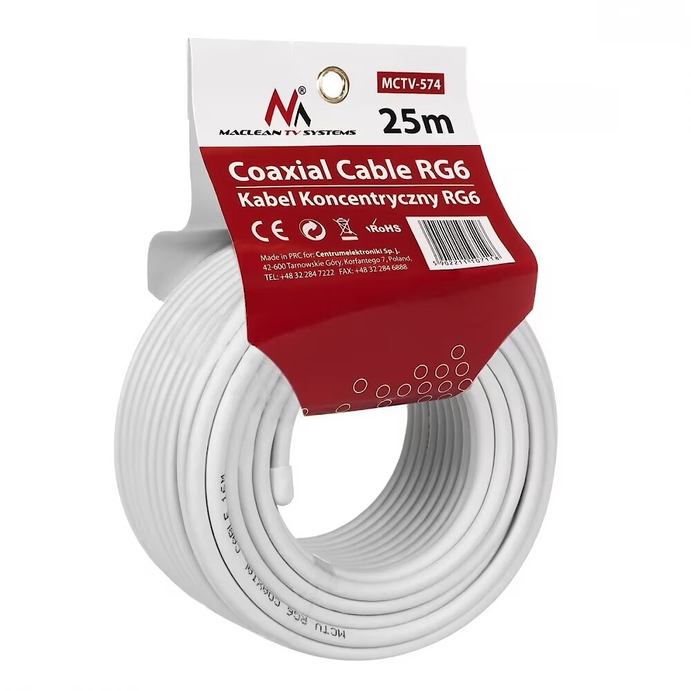 Câble Coaxial TV/SAT Metronic - 25m - 17PAtC - Double Blindage - Pour Antenne Hertzienne/satellite