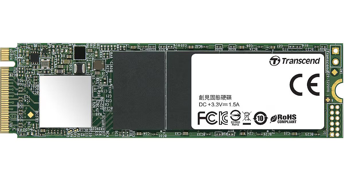 SSD NVMe Transcend MTE110S 128 Go - PCIe Gen3 X4, M.2 2280 - Vitesses Lecture 3300 Mo/s, écriture 2300 Mo/s - 8
