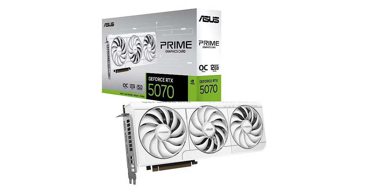 Asus GeForce RTX 5070, 12GB GDDR7, Prime OC White (DLSS 4) (PRIME