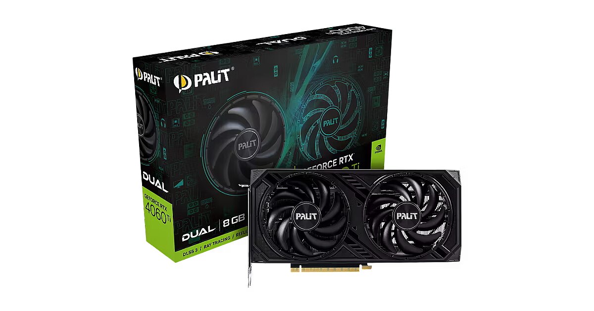 Palit GeForce RTX 4060 Ti, 8GB GDDR6, Dual (DLSS 3) (NE6406T019P1