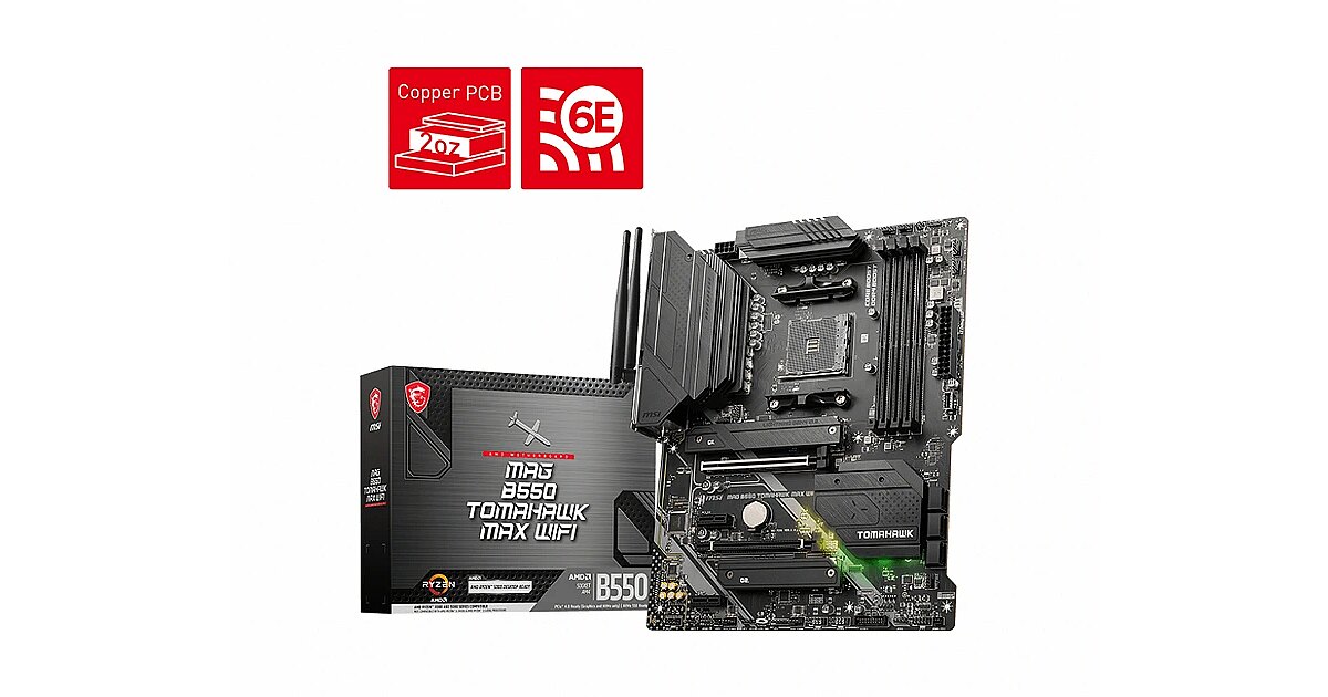 MSI MAG B550 TOMAHAWK MAX WIFI AMD AM4 DDR4 Lightning Gen 4 M.2 HDMI WiFi6E  ATX Gaming Motherboard