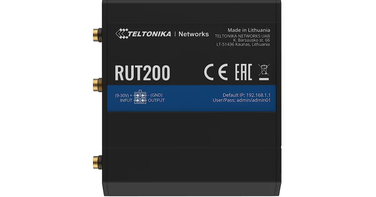 Teltonika Router 4G/LTE RUT200 (Cat 4), 3G, 2G, WIFI (RUT200 000000)