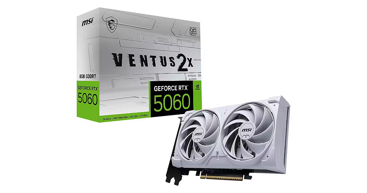 MSI GeForce RTX 5060, 8GB GDDR7, VENTUS 2X OC WHITE (DLSS