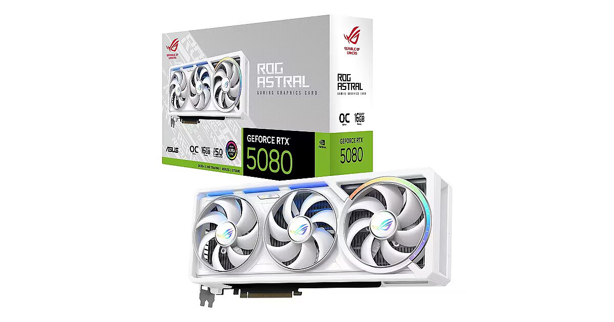 Asus GeForce RTX 5080, 16GB GDDR7, ROG Astral OC White (DLSS 4