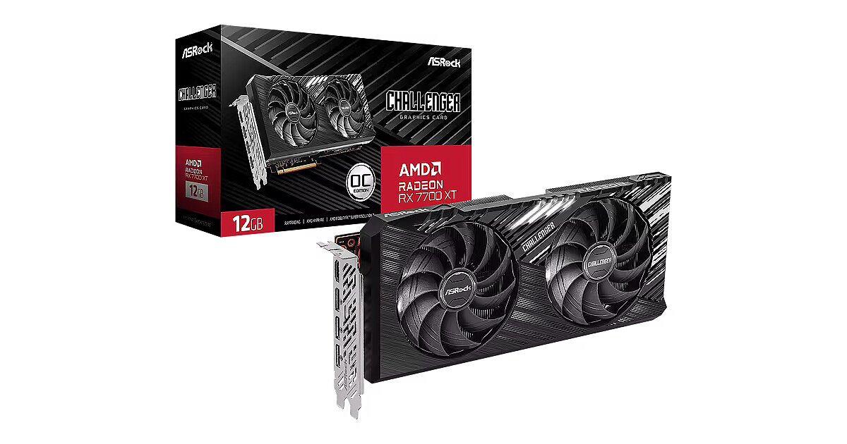 ASRock Radeon RX 7700 XT, 12GB GDDR6, Challenger OC (RX7700XT CL 12GO)