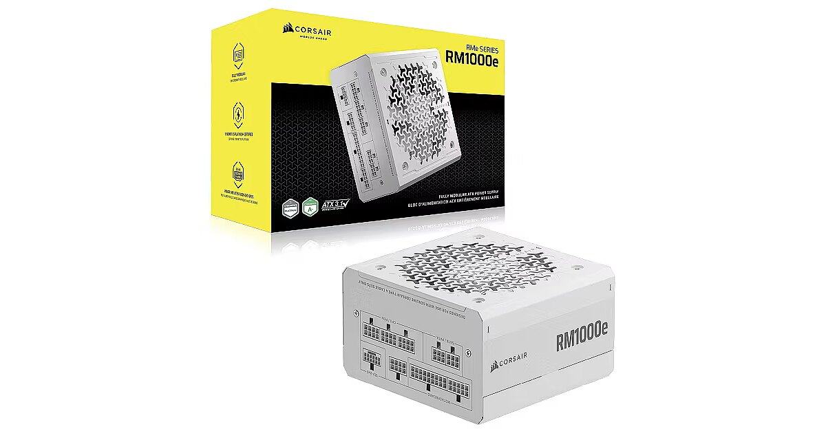 Corsair RM1000e White (2025), 1000W, 80PLUS Gold, ATX 3.1, PCIe