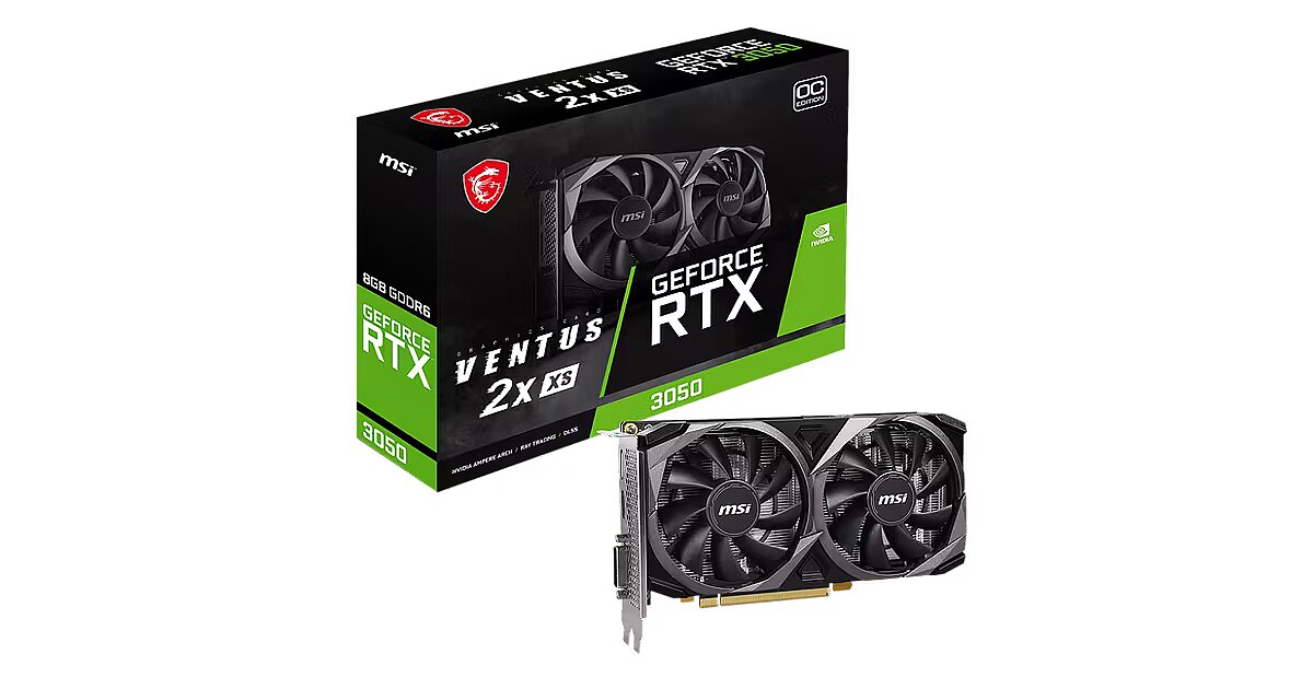 MSI GeForce RTX 3050, 8GB GDDR6, VENTUS 2X XS OC (GEFORCE RTX 3050