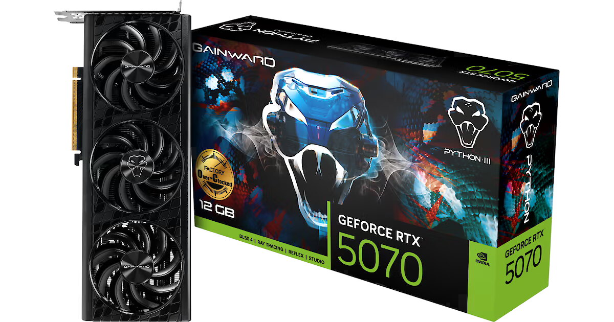 Gainward GeForce RTX 5070, 12GB GDDR7, Python III OC (DLSS 4 ...