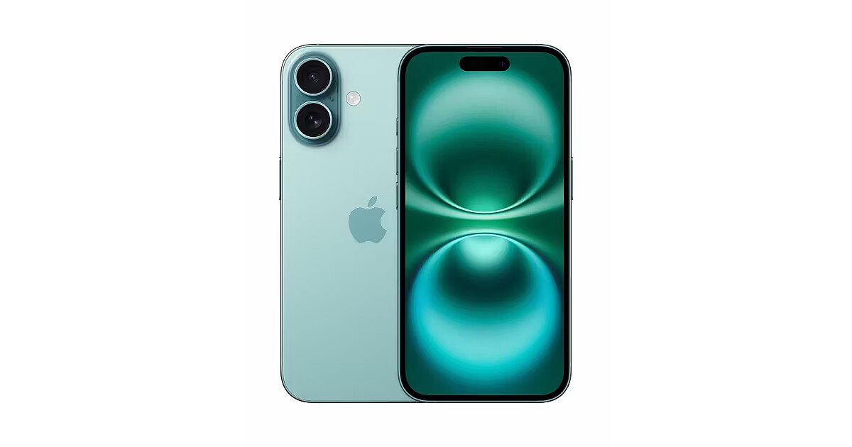 Apple iPhone 16, 128GB, Teal (MYED3SX/A)