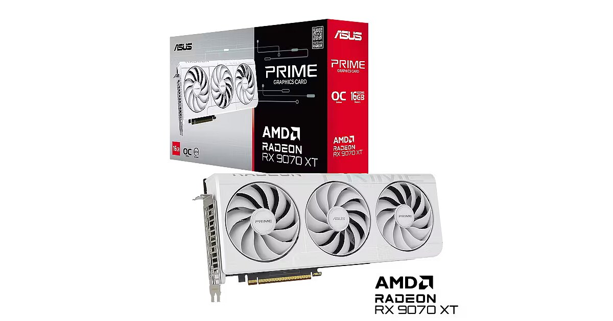 Asus Radeon RX 9070 XT, 16GB GDDR6, Prime OC White Edition (PRIME