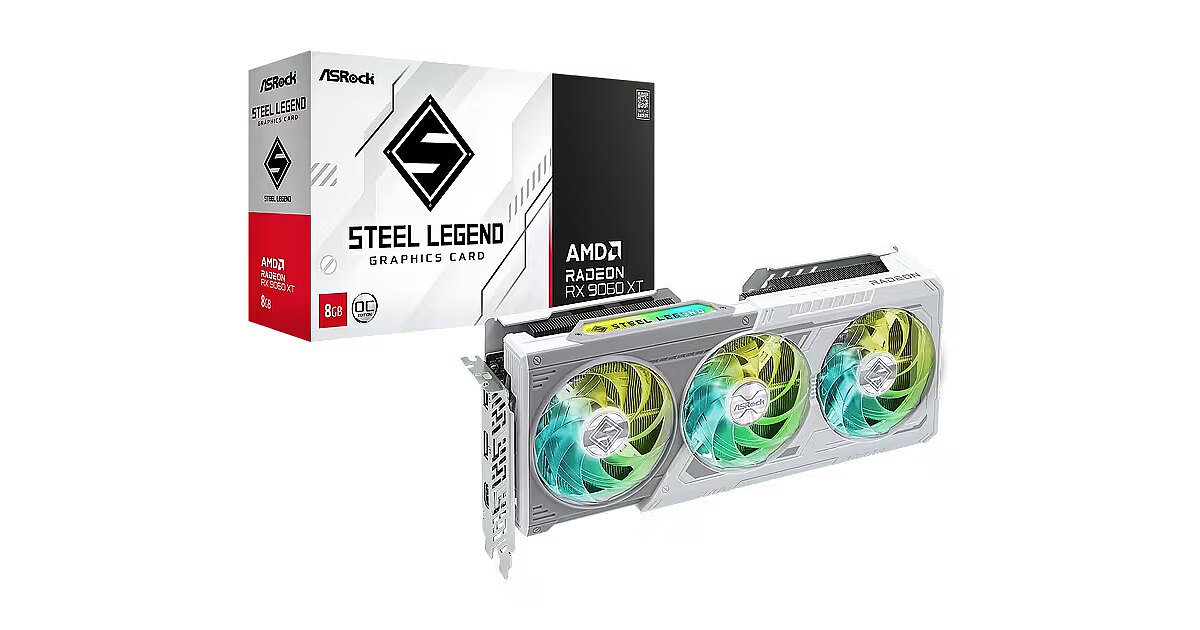 ASRock Radeon RX 9060 XT, 8GB GDDR6, Steel Legend OC (90-GA5ZZZ 