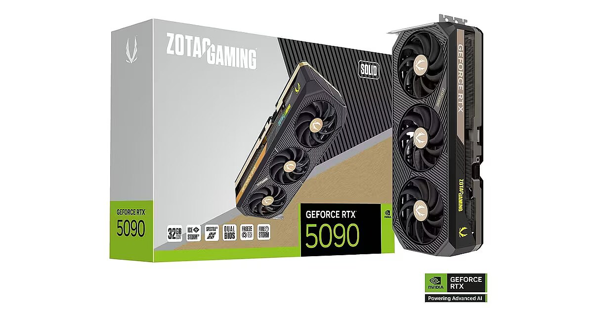 Zotac GeForce RTX 5090, 32GB GDDR7, Solid (DLSS 4) (ZT-B50900D-10P)