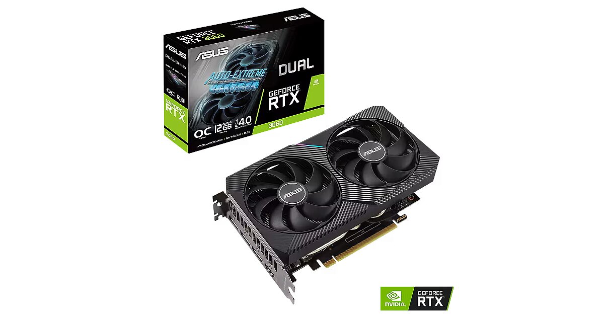 Asus GeForce RTX 3060, 12GB GDDR6, Dual OC V2 (LHR) (DUAL-RTX3060