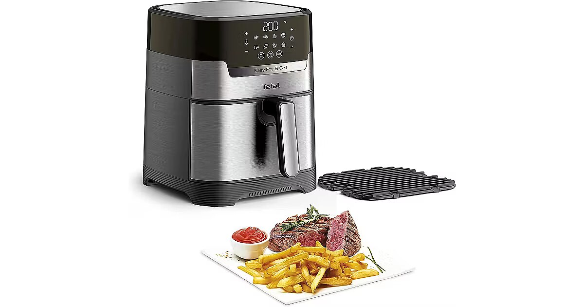 Tefal 2in1 Easy Fry & Grill Deluxe EY 505D, hot air fryer (stainless