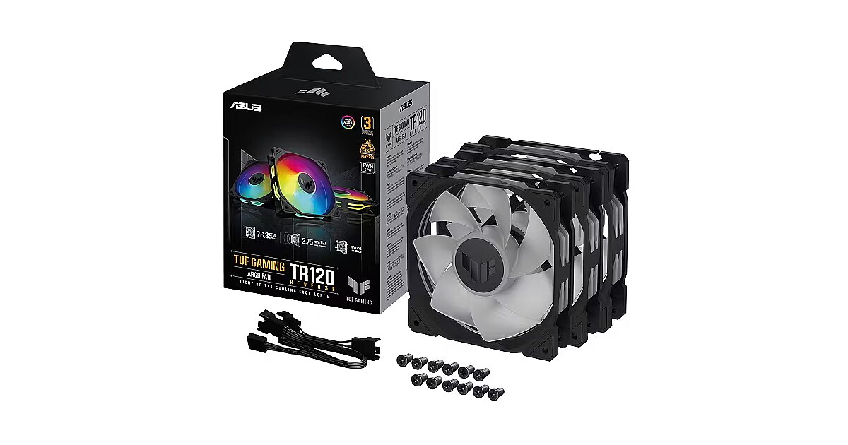 Asus TUF Gaming TR120 Reverse ARGB, Black, Triple Pack (90DA00D0