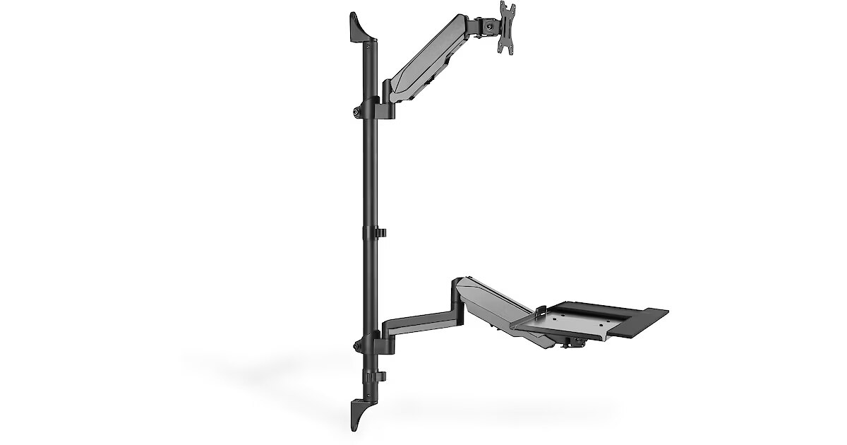 Assmann Wall-mounted Stand/Sit workstation with keyboard tray, 17-32 ...