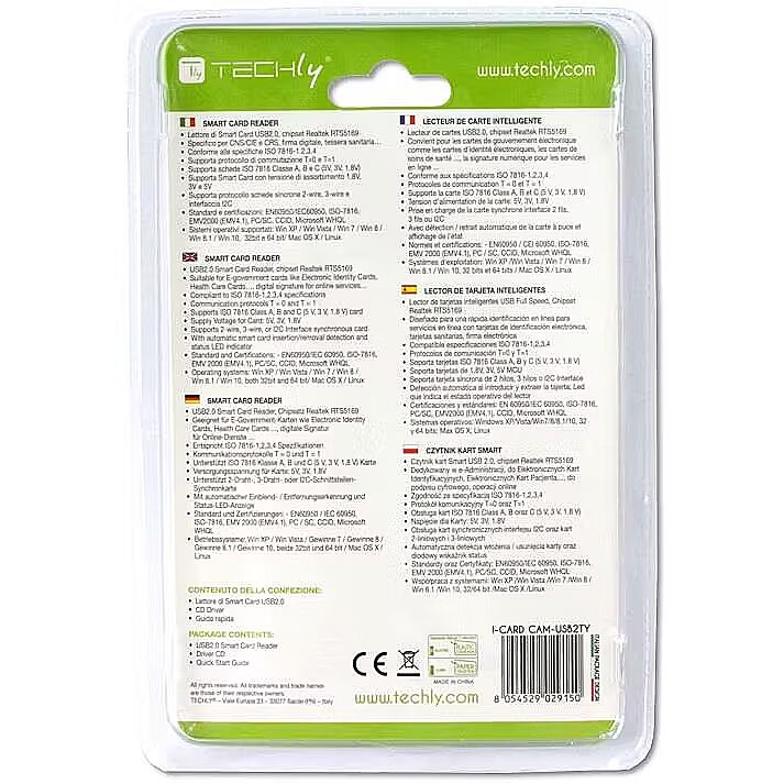 Techly Smart card R/W, USB2.0, White (029150)