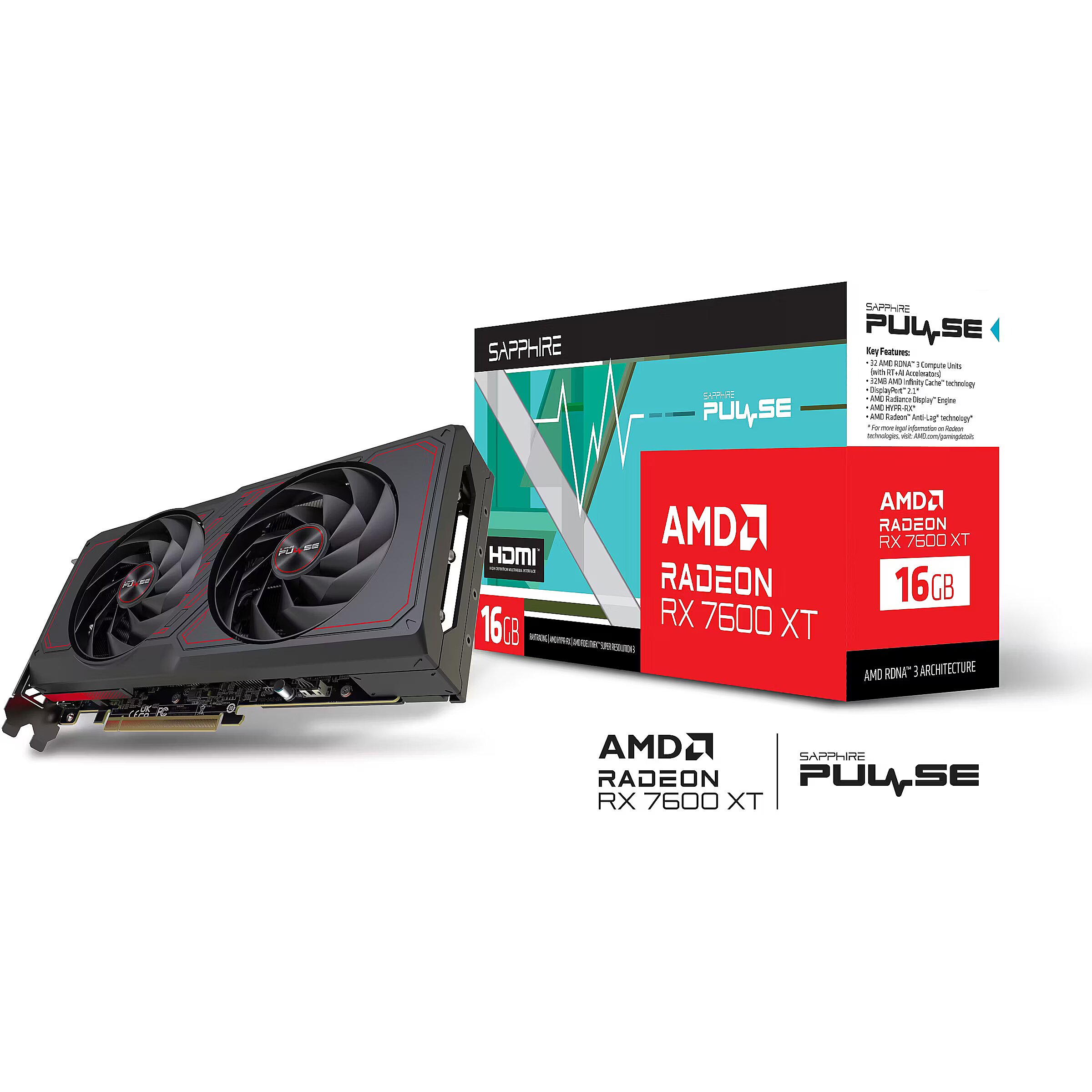 Sapphire Radeon RX 7600 XT, 16GB GDDR6, PULSE (11339-04-20G)