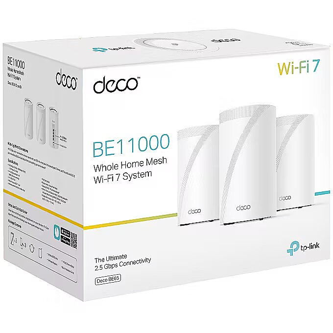 TP-LINK BE9300 Whole Home Mesh WiFi 7 System (DECO BE65(3-PACK))