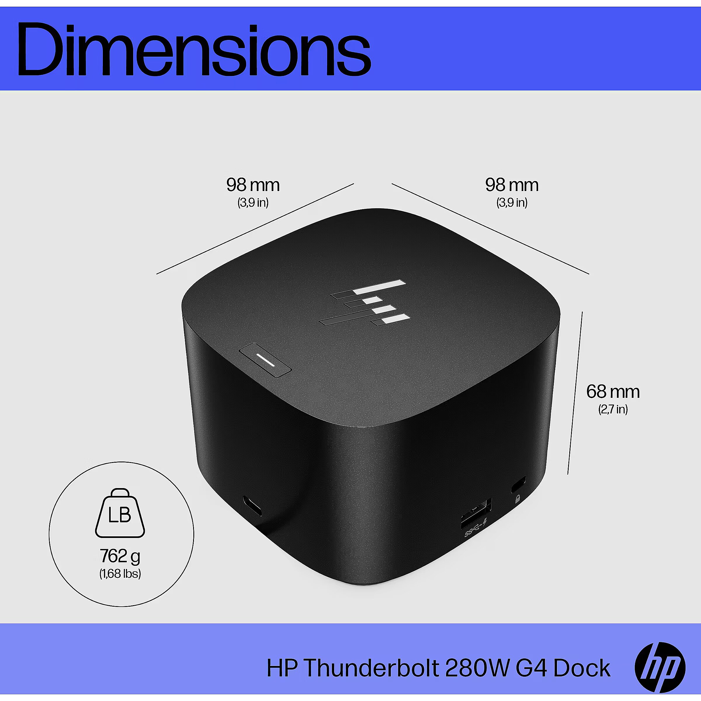Hewlett Packard HP Thunderbolt 280W G4 Dock with Combo Cable for