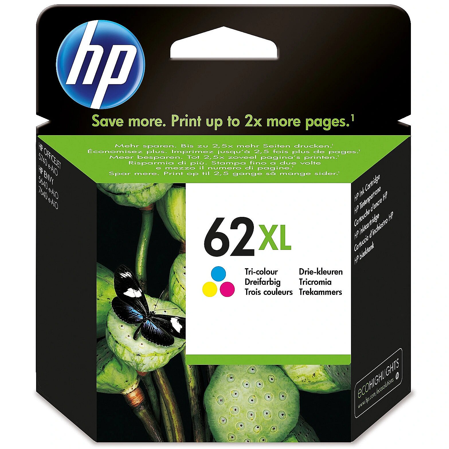 Hewlett Packard Ink Cartridge No 62 Xl C M Y Blister C2p07ae 301