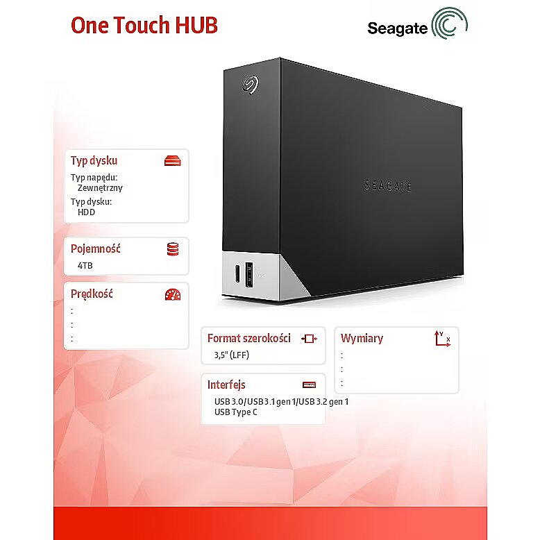 Seagate Drive One Touch Desktop HUB, 4TB, Black (STLC4000400)