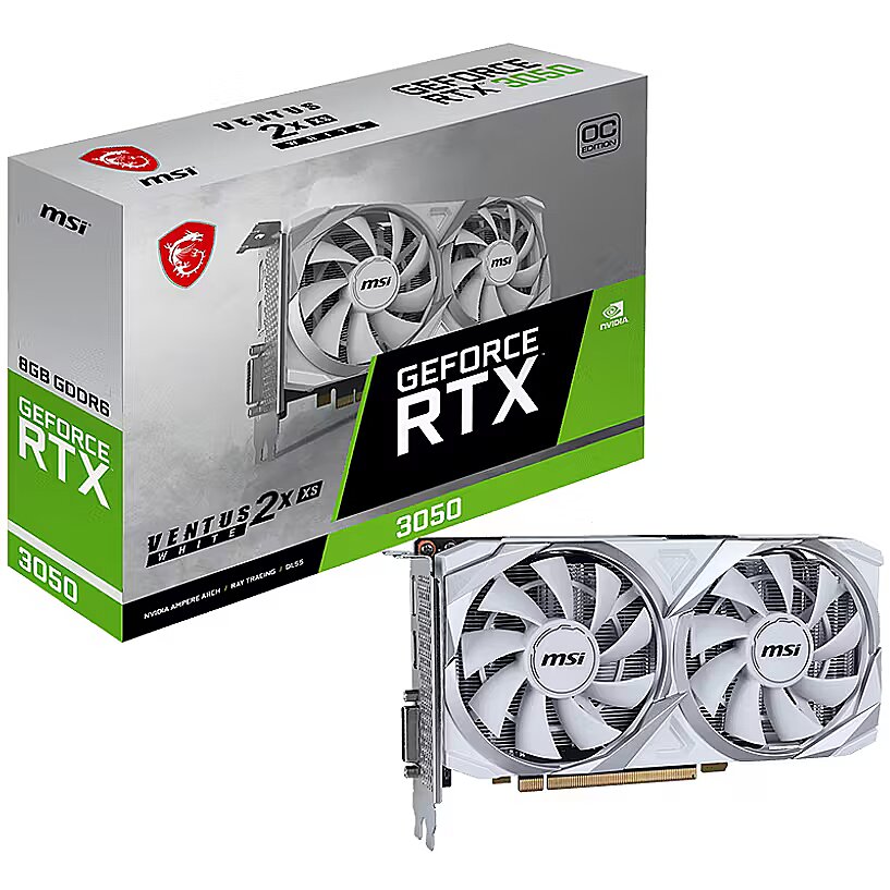 MSI GeForce RTX 3050, 8GB GDDR6, VENTUS 2X XS WHITE OC (GEFORCE