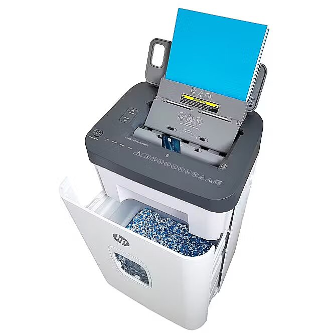 HP ONESHRED Auto 200CC Aktenvernichter – Weiß-grau, Für Büro & Homeoffice