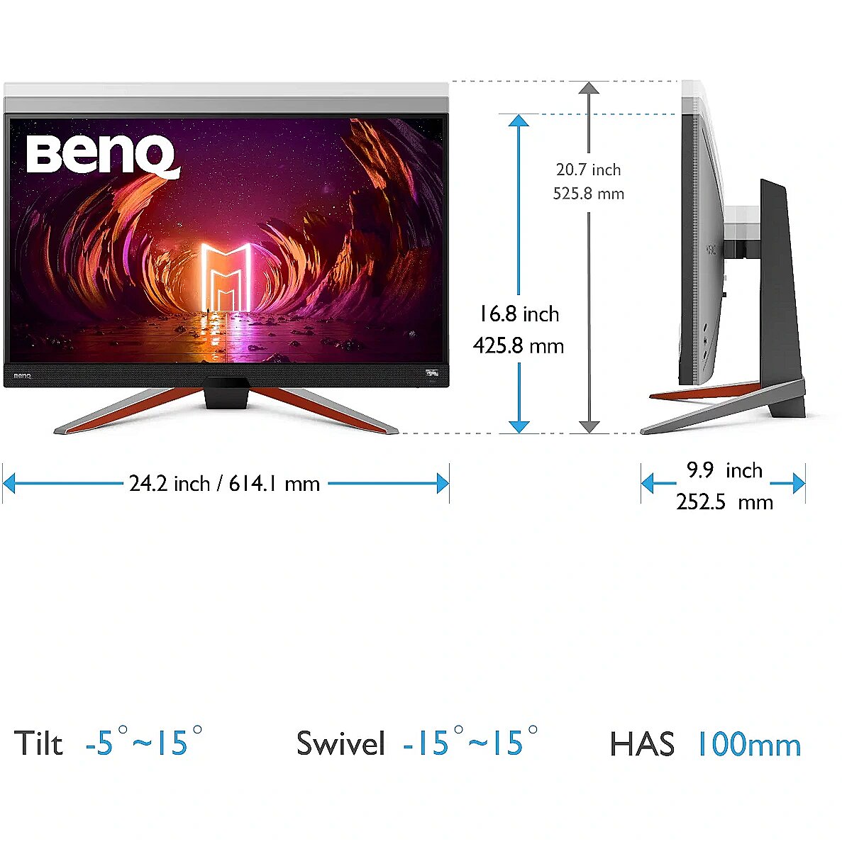 BenQ MOBIUZ EX2710Q 27 QHD 2560 x 1440 (2K) 165 Hz HDMI, DisplayPort, USB,  Audio FreeSync Premium (AMD Adaptive Sync) Built-in Speakers Flat Panel IPS  Gaming Monitor 