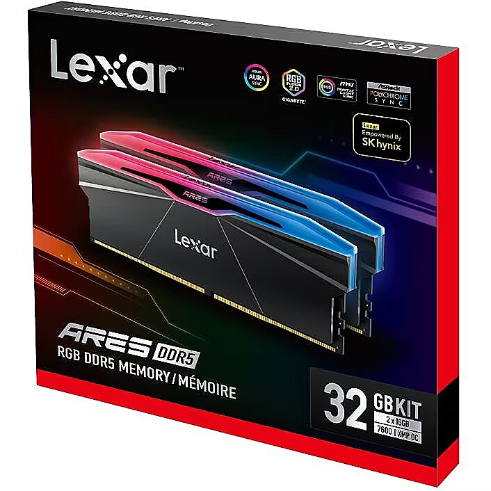 Lexar ARES RGB Gen2 (Intel XMP), DDR5, 32GB, 7600MHz, CL36, Kit of