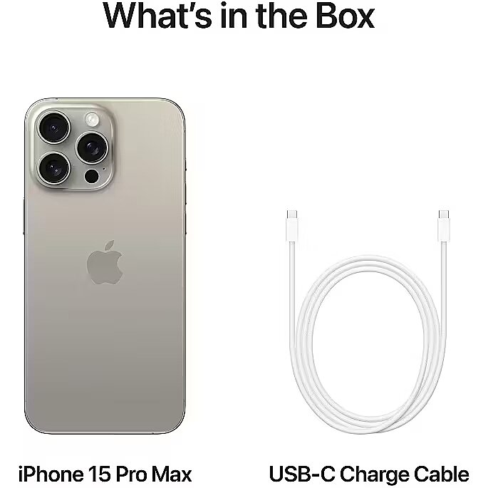 Apple iPhone 15 Pro Max, 256GB, Natural Titanium (MU793ZD/A)