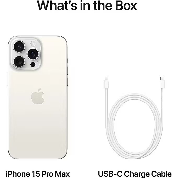 Apple iPhone 15 Pro Max, 1TB, White Titanium (MU7H3ZD/A)