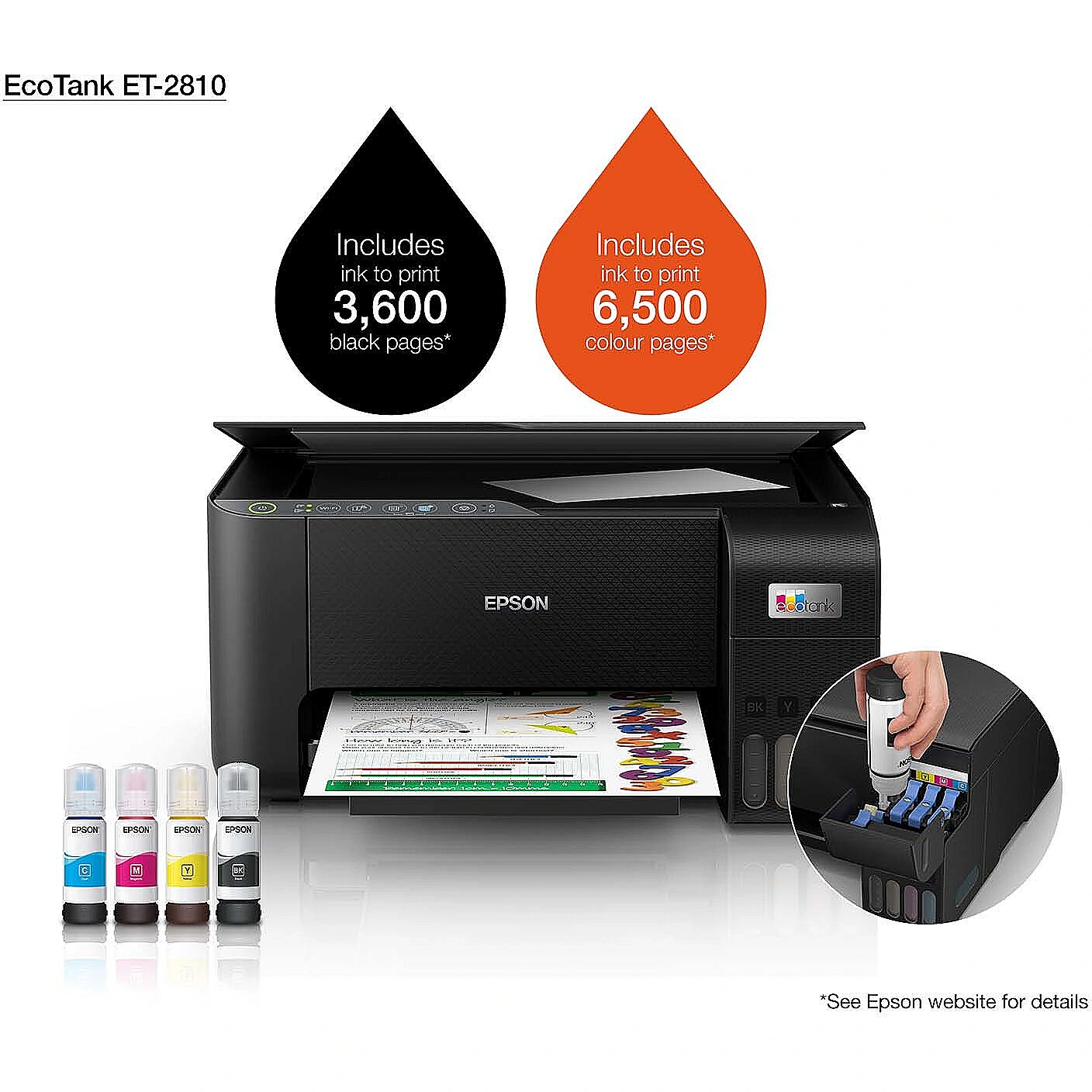 Epson EcoTank ET-2810 A4 Inkjet Printer 5760 x 1440 DPI 10 ppm Wifi