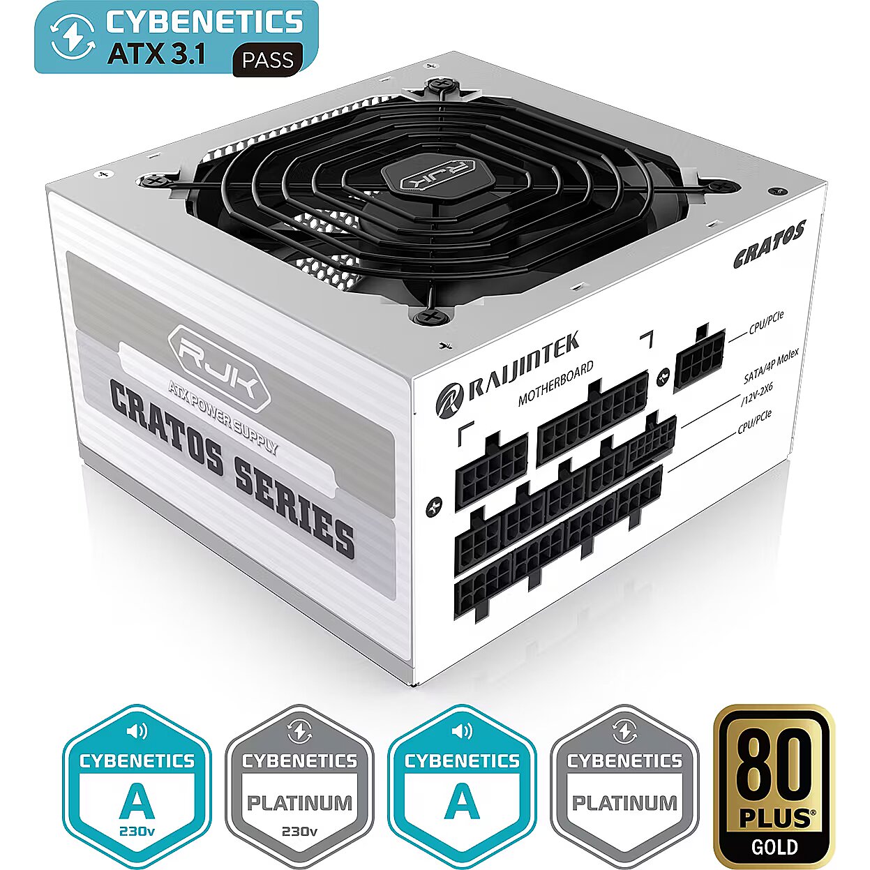 Raijintek CRATOS 1200 WHITE, 1200W, 80PLUS Gold, ATX 3.1, PCIe 5.1