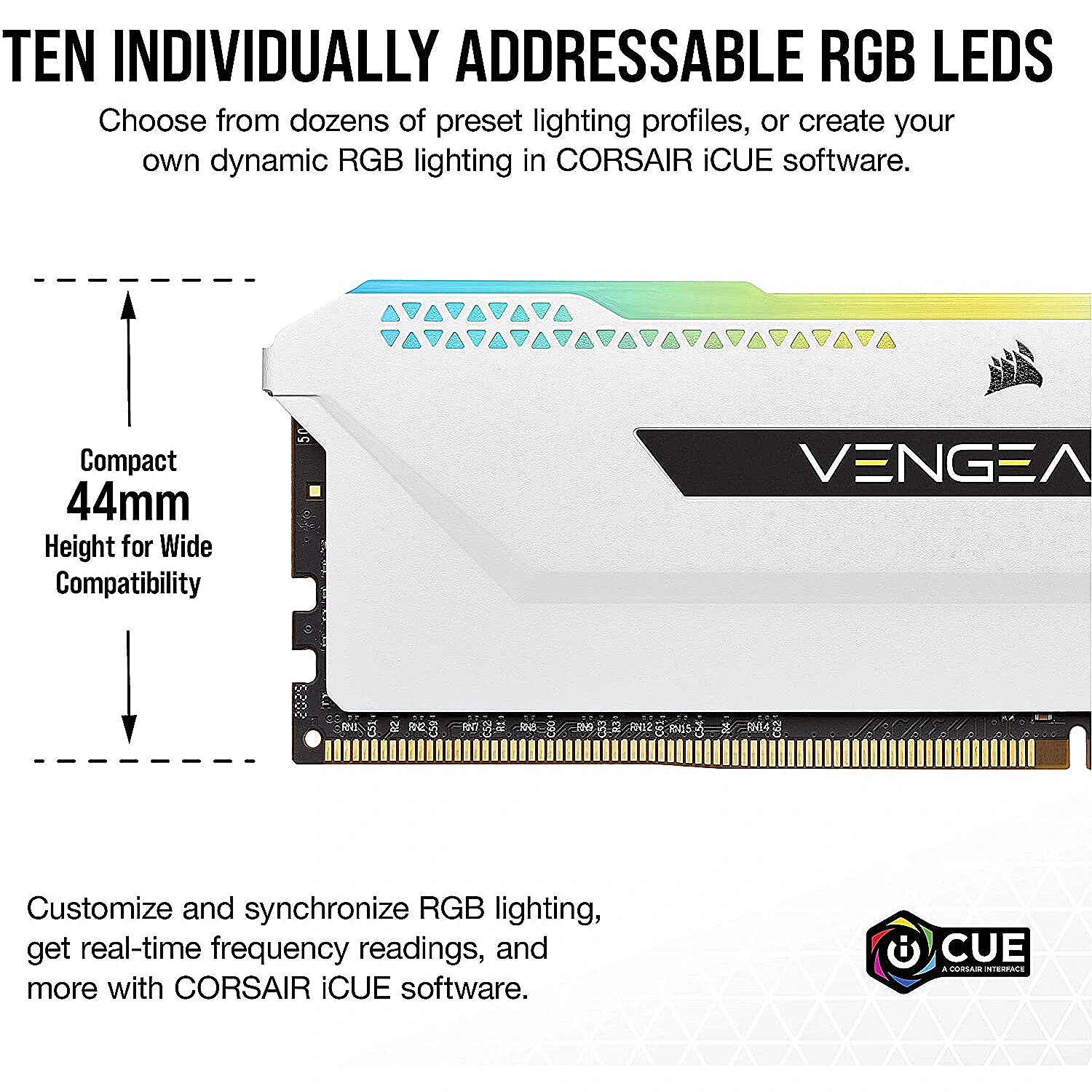 Corsair Vengeance RGB Pro SL White, DDR4, 16GB, 3200MHz, CL16, Kit of  (CMH16GX4M2E3200C16W)