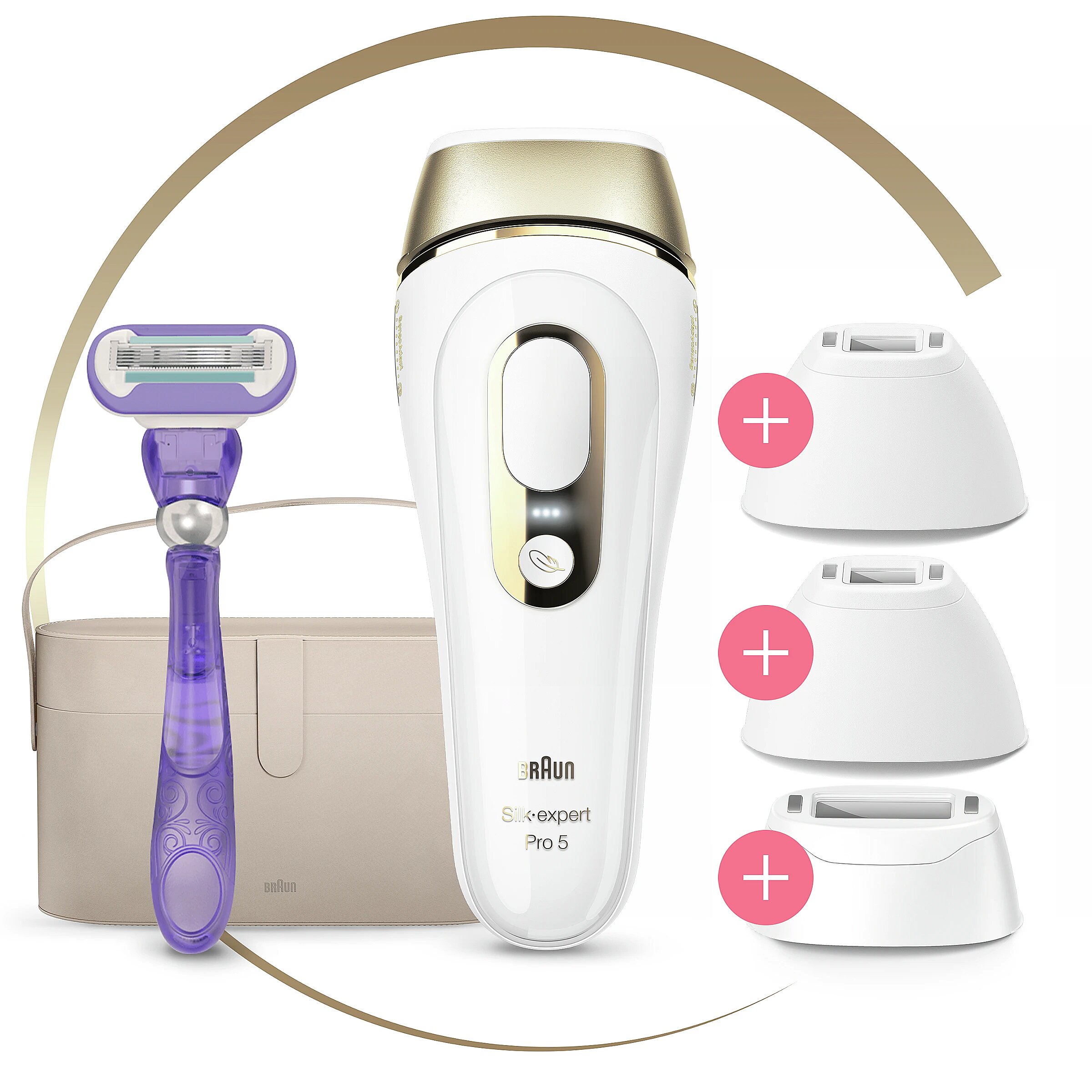 Braun hair removal device Silk-expert Pro 5 PL5347 + Gillette Venus razor,  White/Gold (PL5347)
