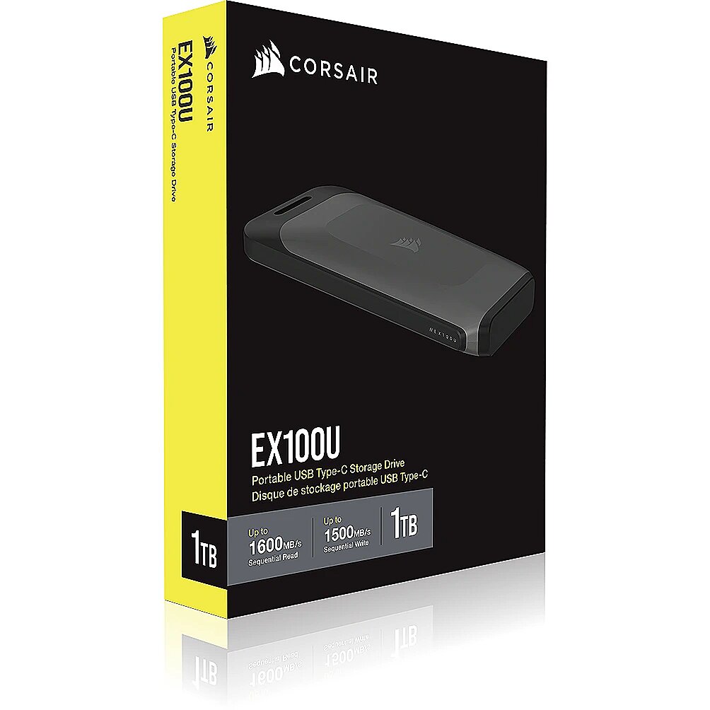 Corsair EX100U, 1TB, External SSD, Black, USB-C 3.2 Gen 2x2 (CSSD