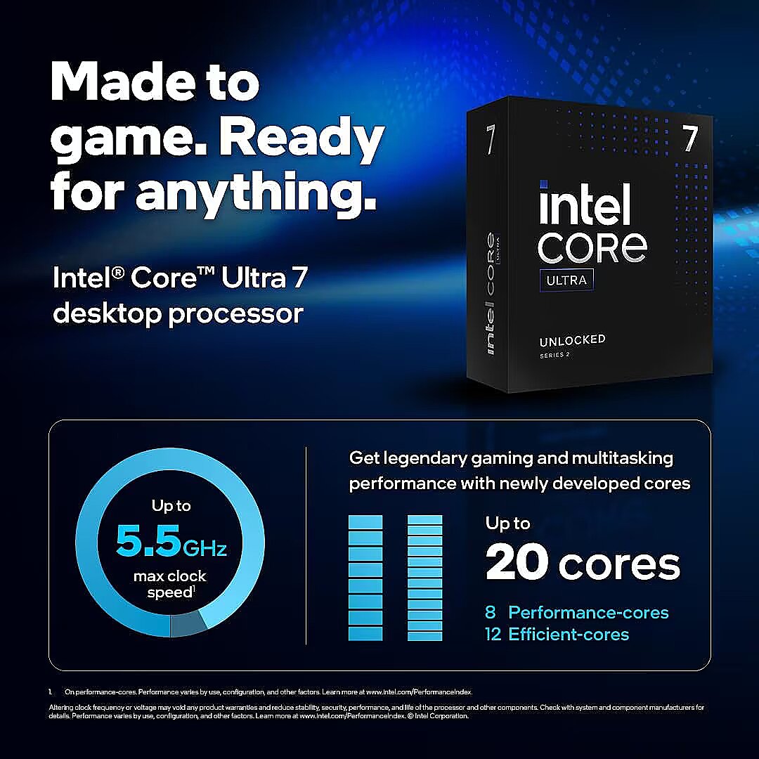 Intel Core Ultra 7 265K (8P+12E/20T, 3.90 GHz, 30MB Cache, LGA1851