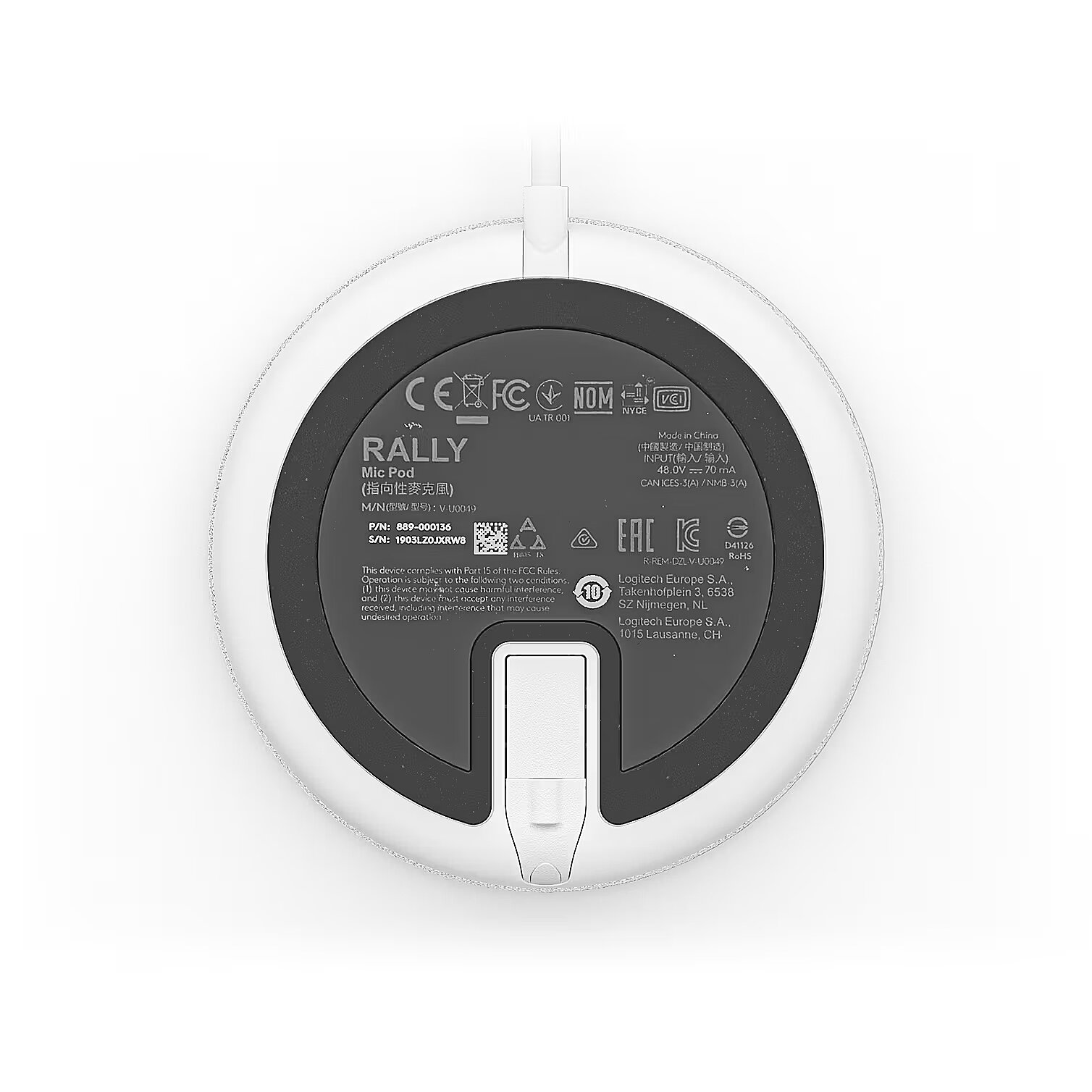 Logitech RALLY MIC POD EXTENSION CABLE OFFWHITE WW 10M EXTENSION CABLE