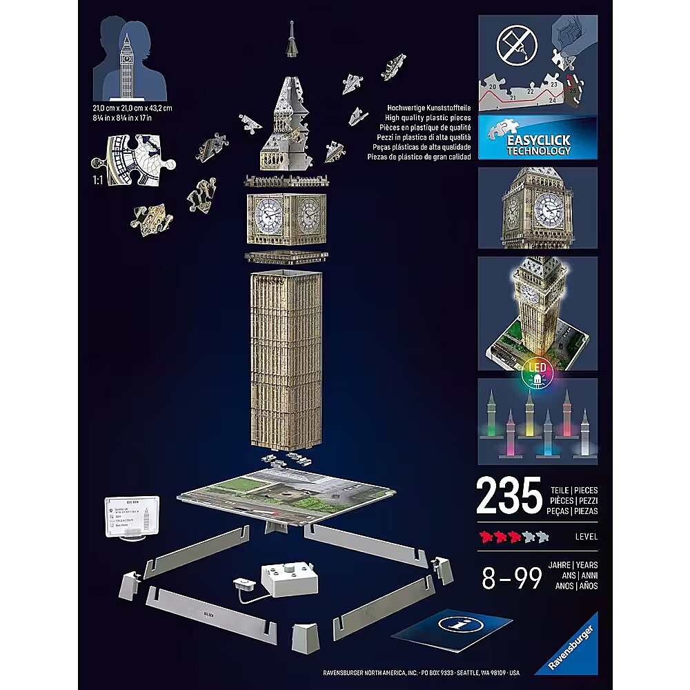 Puzzle Pieces 3d Puzzle Big Ben Working Clock Clock Ravensburger 3d Big Ben  Ravensburger Polska Puzzle