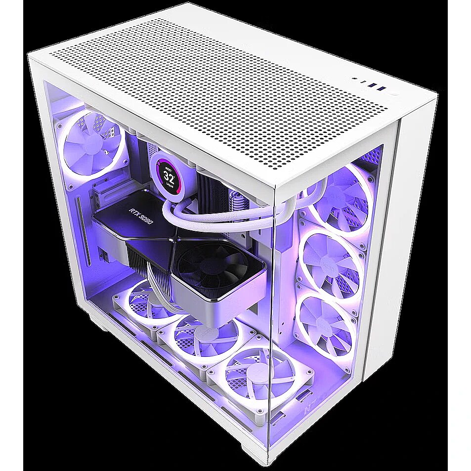 NZXT H9 Flow, Tempered Glass, White (CM-H91FW-01)