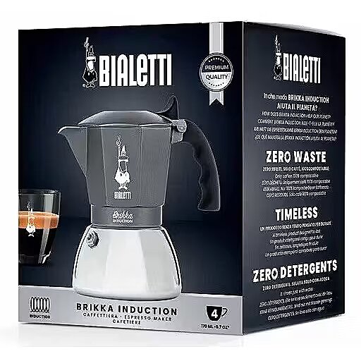 Red 4 Cup Coffee Maker Bialetti Brikka, Silver Cups (502020352)